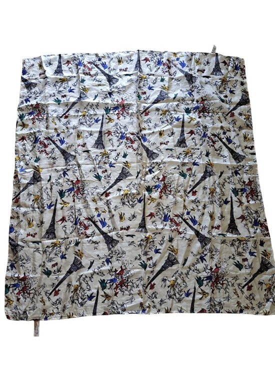 Anged'Or Accessories - Silk Eiffel Tower Scarf Birds Parisian AngedOr Design Lightweight Paris Luxury